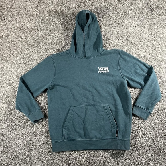 Vans Tops - Vans Women's Large Pullover Hoodie Green Logo Fleece Sweatshirt